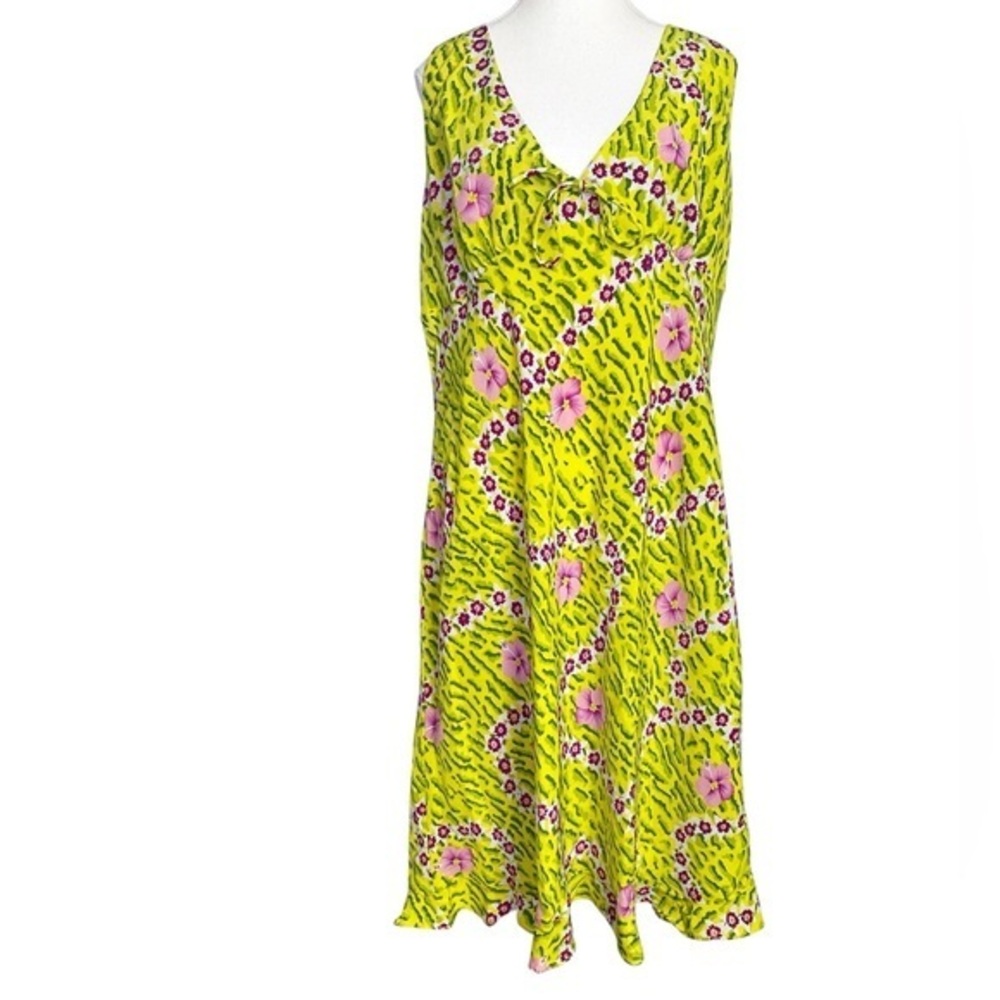 Millennium Vintage Y2K Floral and Animal Print Sleeveless Dress - Green and Pink